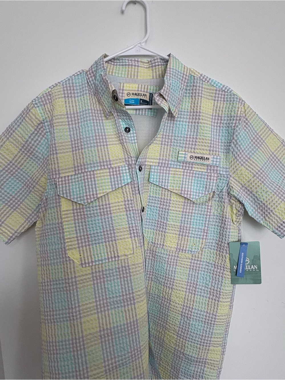 Magellan Outdoors Men’s Pastel Plaid Short-Sleeve Shirt